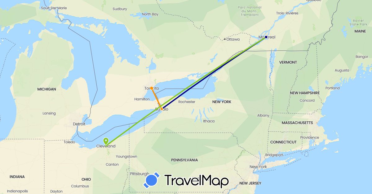 TravelMap itinerary: driving, hitchhiking, electric vehicle in Canada, United States (North America)